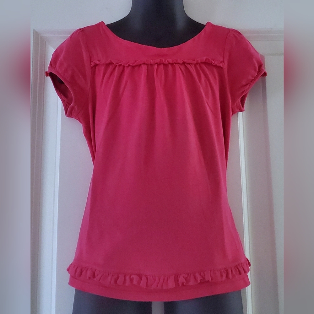 2/$10 - Little Girl's Hot Pink Ruffle Detailed Shirt